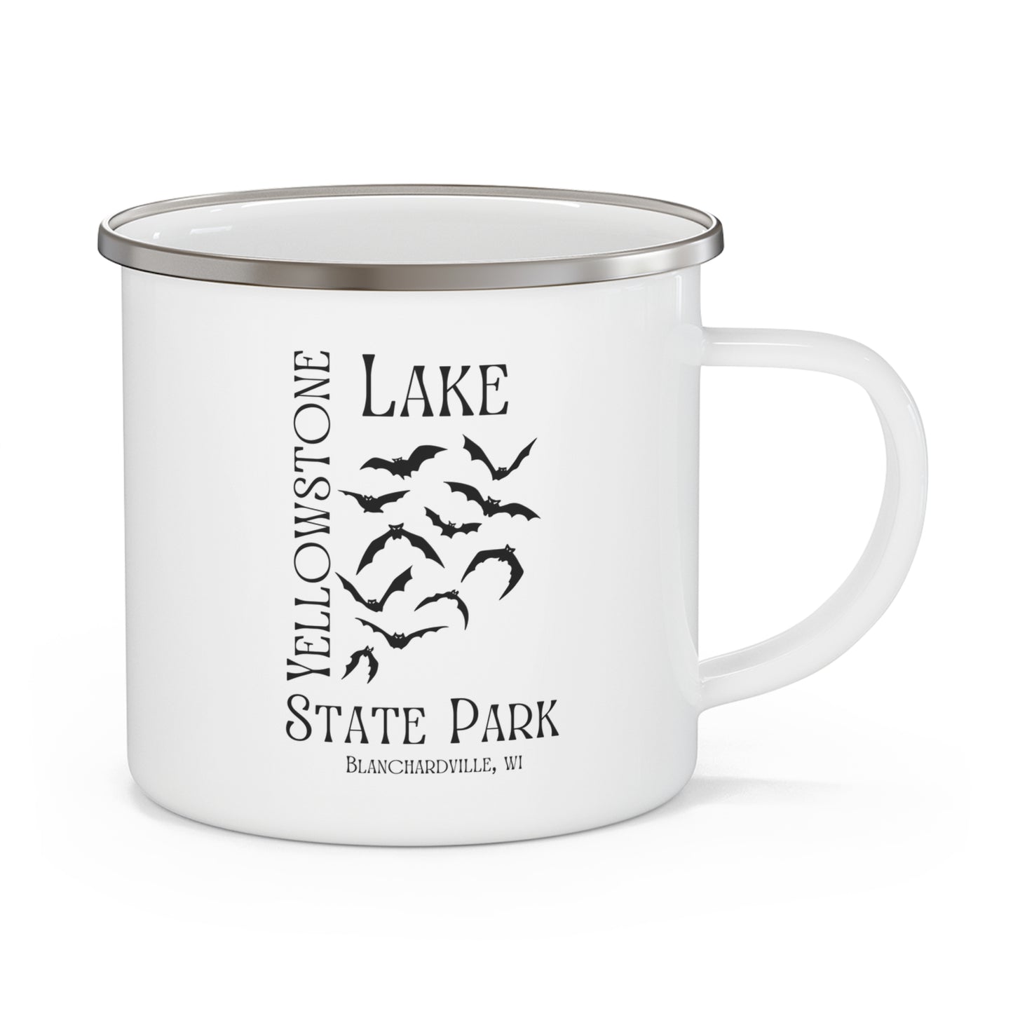 Yellowstone Lake Enamel Camping Mug side profile