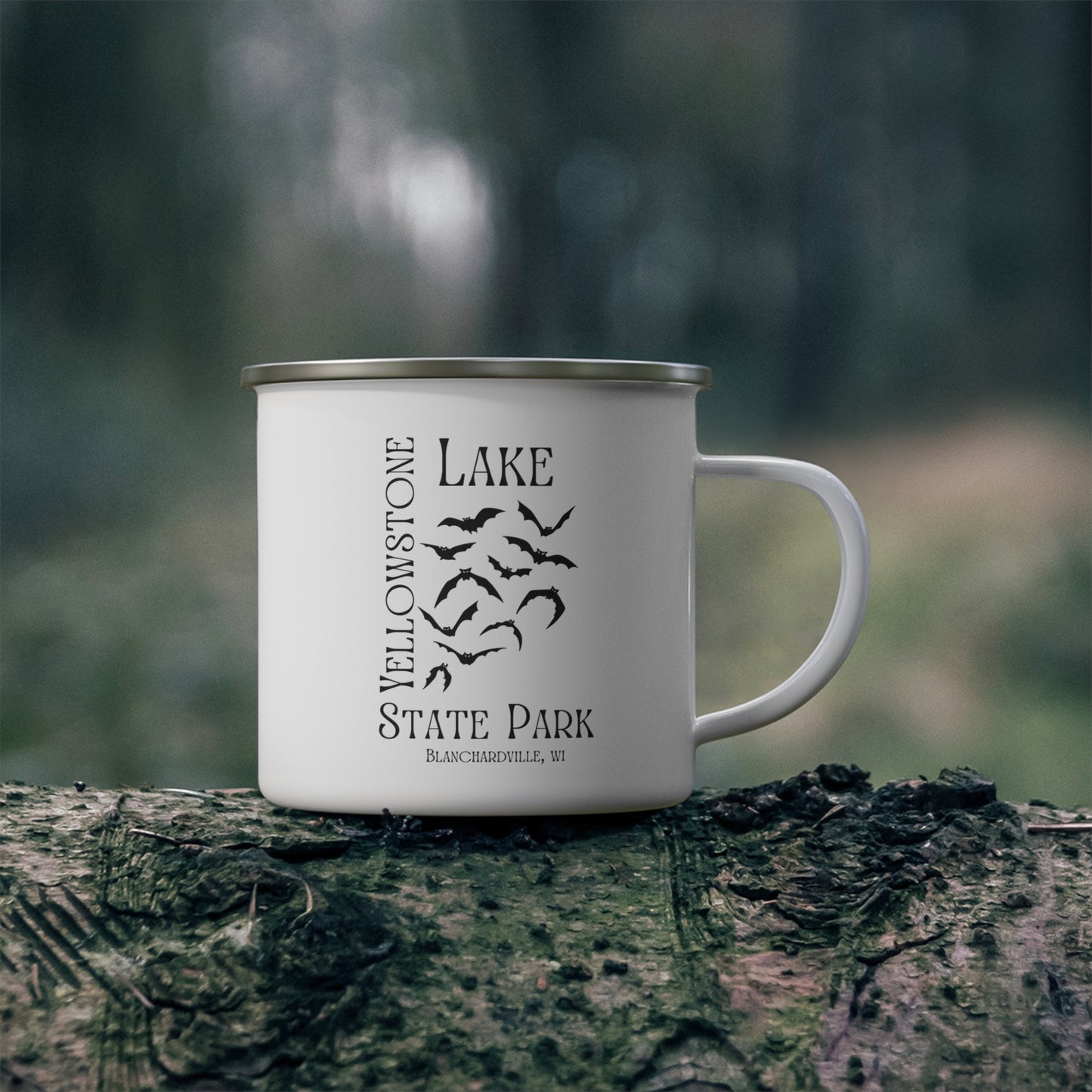 Yellowstone Lake Enamel Camping Mug side profile