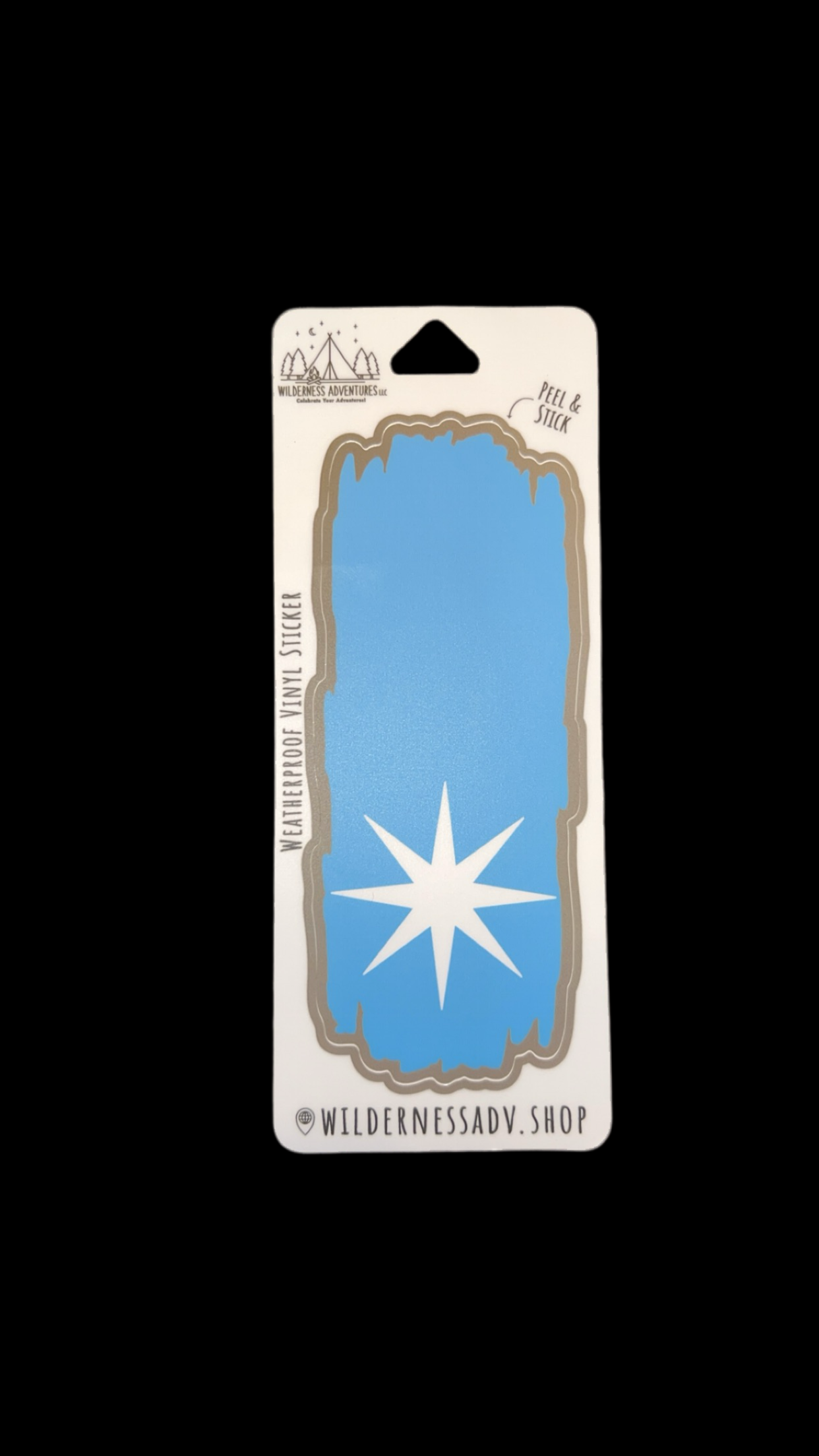 Blue colored National Trail Blaze decal with a white Polaris star icon on the bottom half of the decal. 